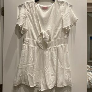 White tie front romper